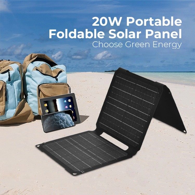 Sac solaire portable monocellulaire de 20 W avec sortie USB de type C et matériau de surface ETFE