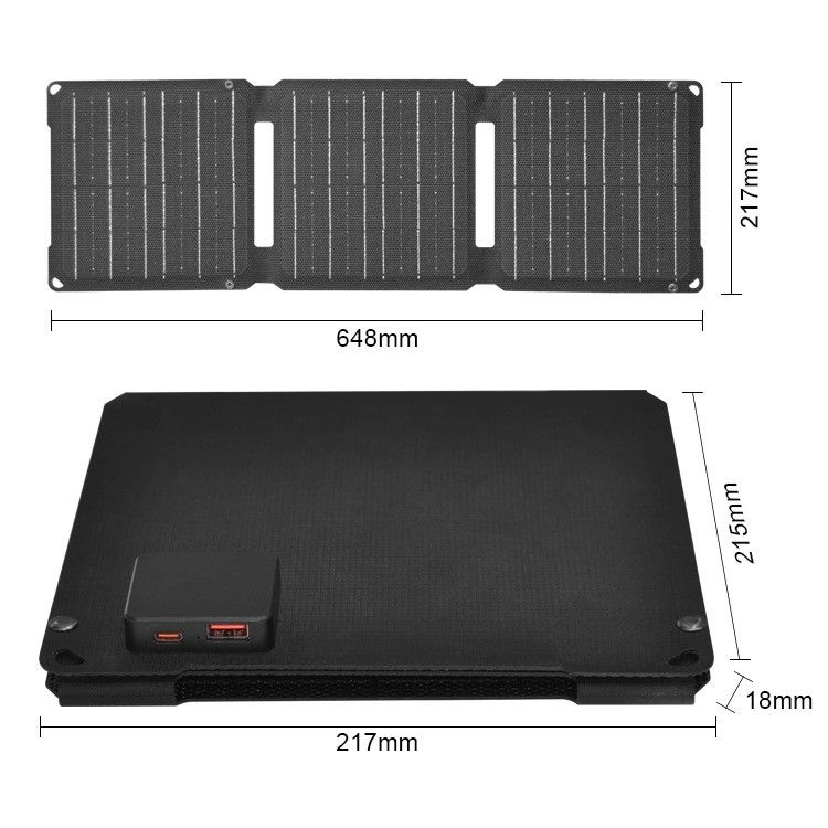 Sac solaire portable monocellulaire de 20 W avec sortie USB de type C et matériau de surface ETFE