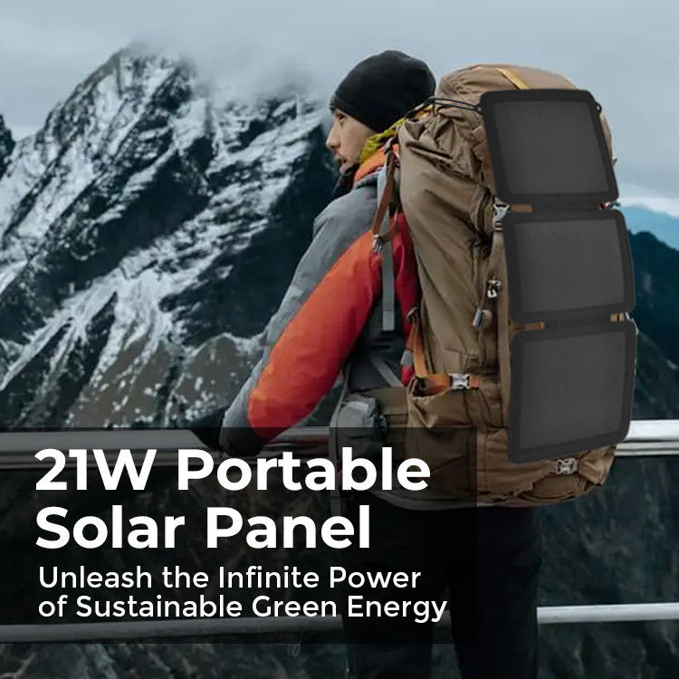 Camping en plein air Cellule solaire MONO 21W Chargeur solaire avec port USB 24% d'efficacité