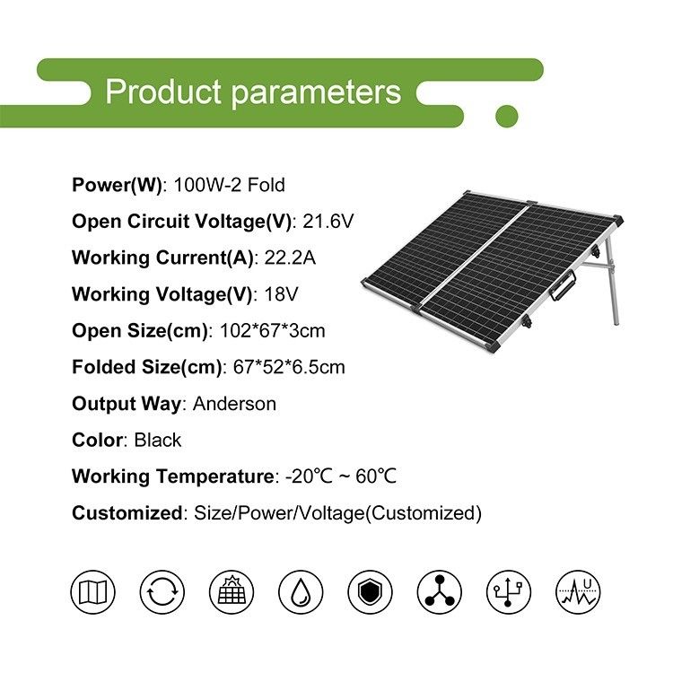 Le groupe photovoltaïque pliable Champing Mono de 100 W est certifié CE/FCC/ROHS/PSE