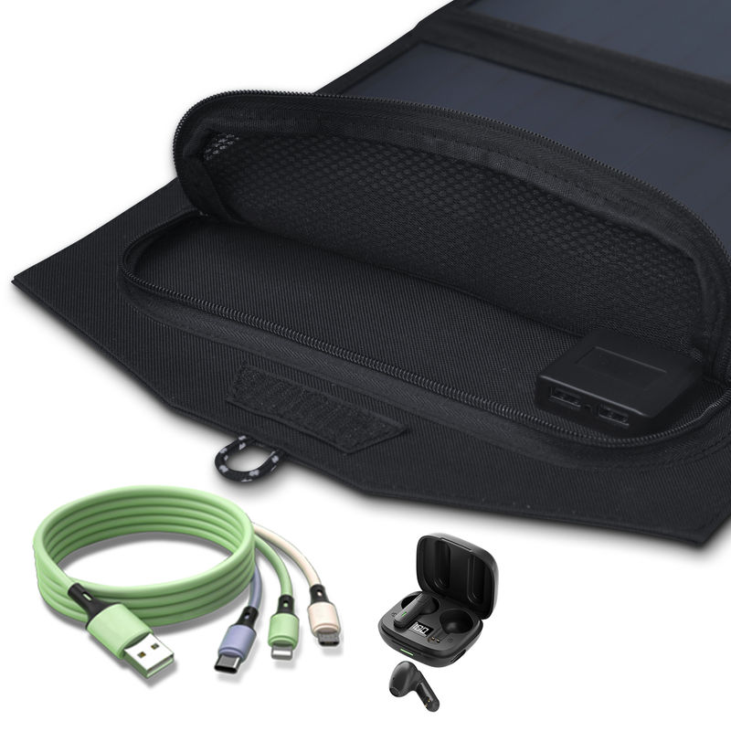 Dispositifs de camping personnalisés mini ronds semi-flexibles 21W panneau solaire pliable avec 1