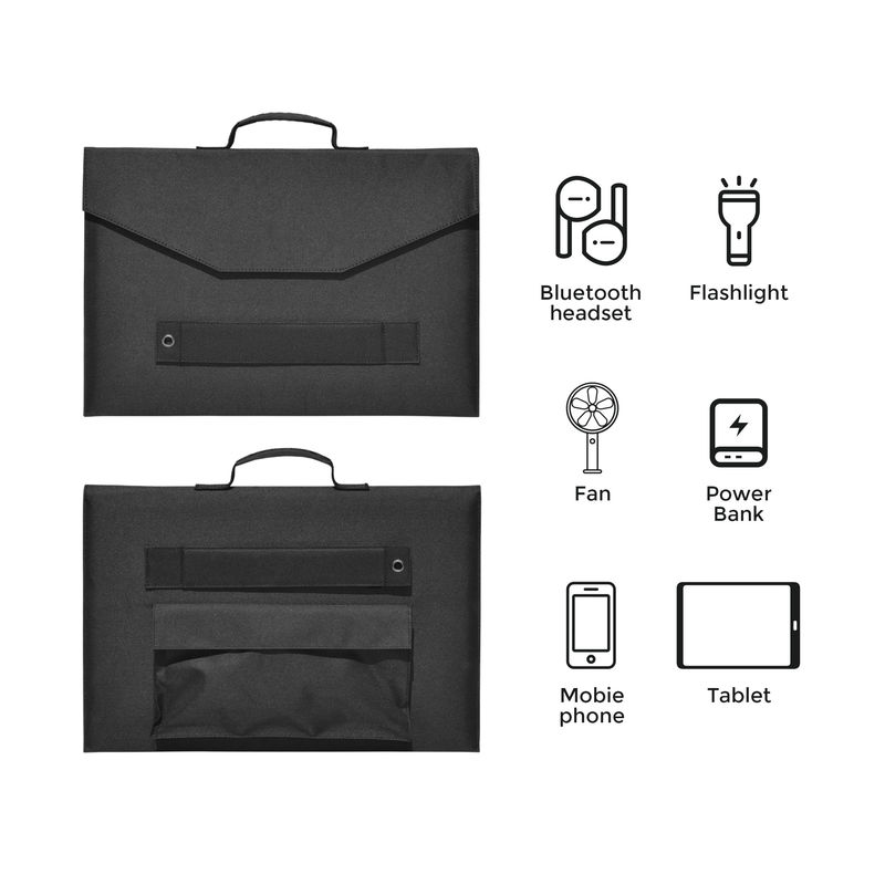 Panneau solaire pliable entièrement noir à cellule mono de 100 W avec matière de surface PET/ETFE