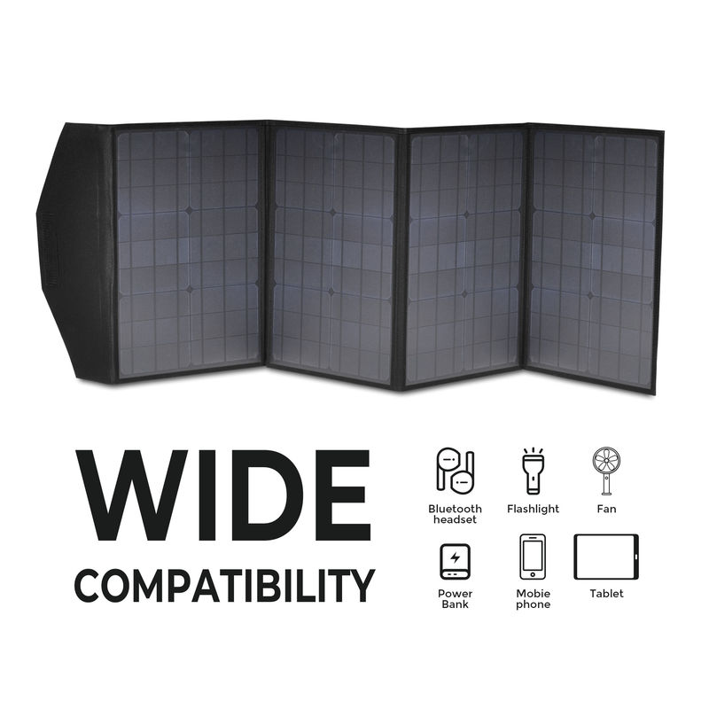 Panneau solaire pliable entièrement noir à cellule mono de 100 W avec matière de surface PET/ETFE