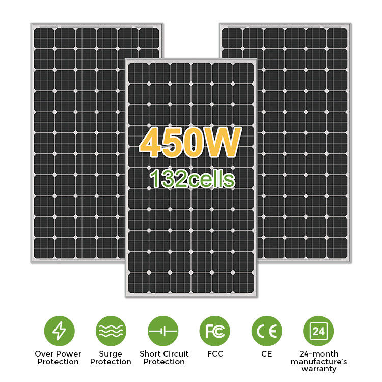 156.75mmx156.75mm Taille de cellule Mono 400w 450w 460w 480w Panneaux solaires pour l' alimentation du système domestique